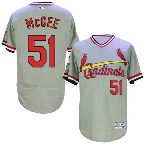 Cardinals #51 Willie McGee Grey Flexbase Authentic Collection Cooperstown Stitched MLB Jersey - Click Image to Close